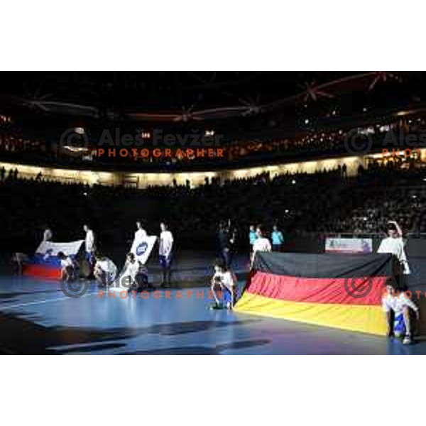 action during Euro 2018 Qualifyers handball match between Slovenia and Germany in SRC Stozice, Ljubljana, Slovenia on May 3,2017