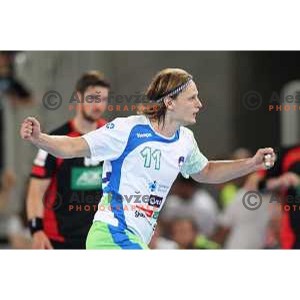 Jure Dolenec in action during Euro 2018 Qualifyers handball match between Slovenia and Germany in SRC Stozice, Ljubljana, Slovenia on May 3,2017