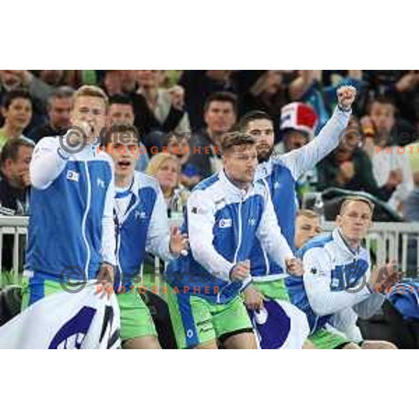 Marko Bezjak in action during Euro 2018 Qualifyers handball match between Slovenia and Germany in SRC Stozice, Ljubljana, Slovenia on May 3,2017