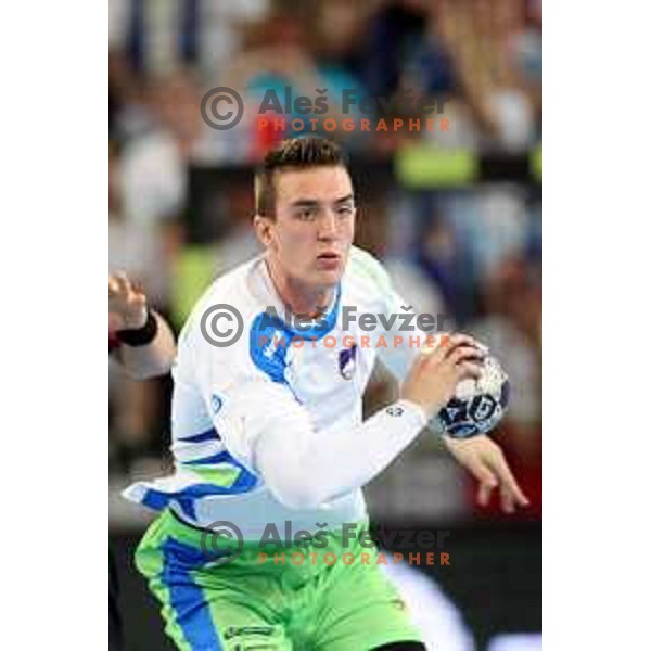 Nik Henigman in action during Euro 2018 Qualifyers handball match between Slovenia and Germany in SRC Stozice, Ljubljana, Slovenia on May 3,2017