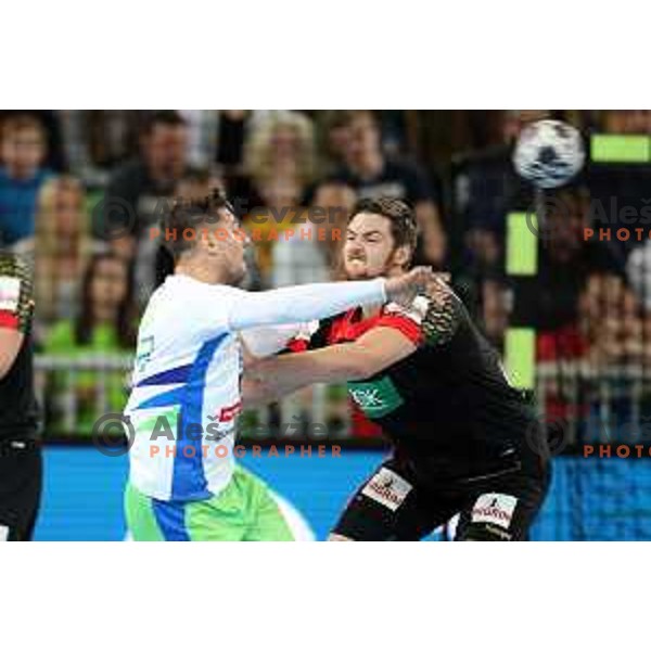 Marko Bezjak in action during Euro 2018 Qualifyers handball match between Slovenia and Germany in SRC Stozice, Ljubljana, Slovenia on May 3,2017