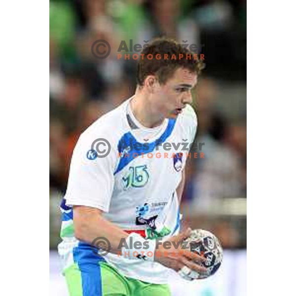 Vid Poteko in action during Euro 2018 Qualifyers handball match between Slovenia and Germany in SRC Stozice, Ljubljana, Slovenia on May 3,2017