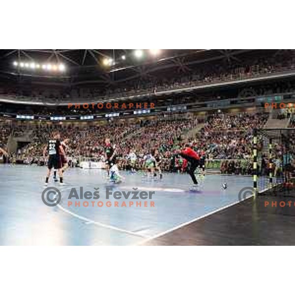 action during Euro 2018 Qualifyers handball match between Slovenia and Germany in SRC Stozice, Ljubljana, Slovenia on May 3,2017