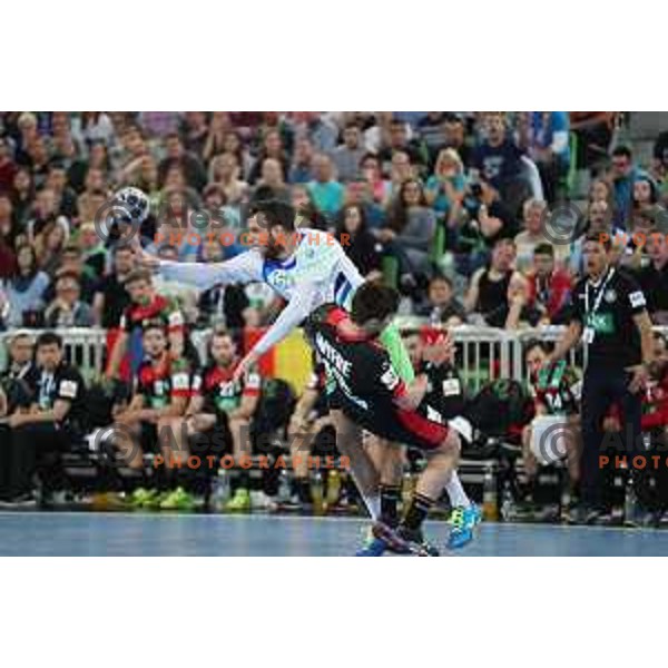 Borut Mackovsek in action during Euro 2018 Qualifyers handball match between Slovenia and Germany in SRC Stozice, Ljubljana, Slovenia on May 3,2017