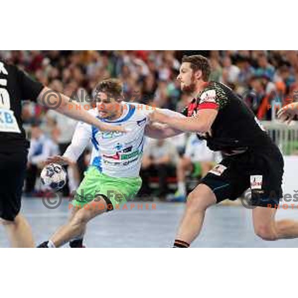 Marko Bezjak in action during Euro 2018 Qualifyers handball match between Slovenia and Germany in SRC Stozice, Ljubljana, Slovenia on May 3,2017