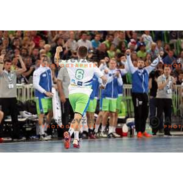 action during Euro 2018 Qualifyers handball match between Slovenia and Germany in SRC Stozice, Ljubljana, Slovenia on May 3,2017