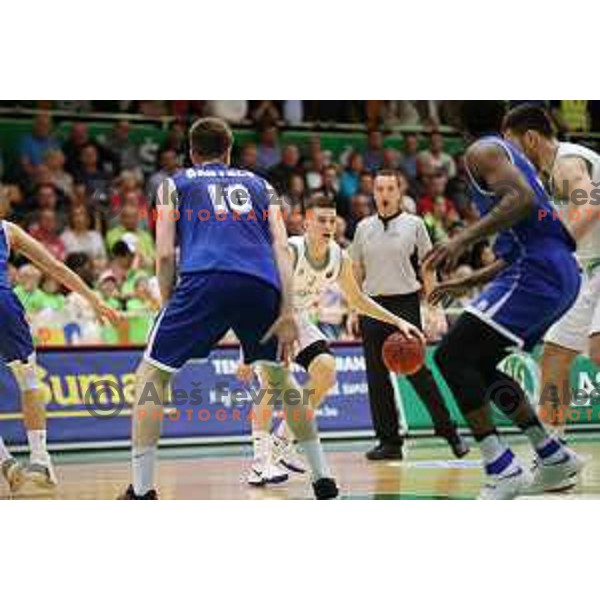 Nejc Baric of Zlatorog in action during semi-final of Nova KBM league basketball match between Zlatorog Lasko and Rogaska in Tri Lilije Hall, Lasko, Slovenia on May 10, 2017
