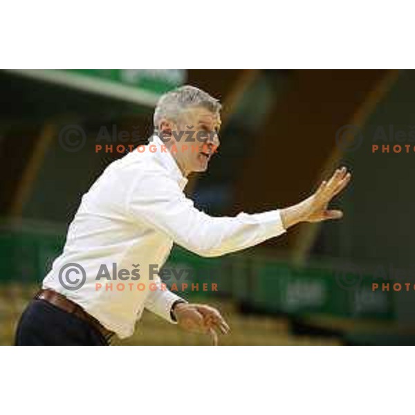 Damjan Novakovic, head coach of Rogaska in action during semi-final of Nova KBM league basketball match between Zlatorog Lasko and Rogaska in Tri Lilije Hall, Lasko, Slovenia on May 10, 2017