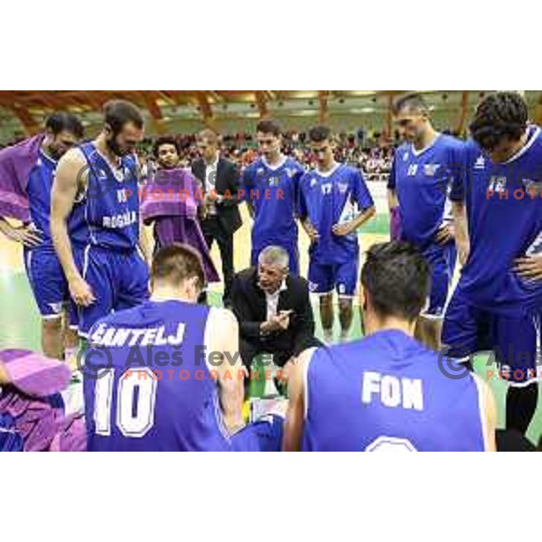 Damjan Novakovic, head coach of Rogaska in action during semi-final of Nova KBM league basketball match between Zlatorog Lasko and Rogaska in Tri Lilije Hall, Lasko, Slovenia on May 10, 2017