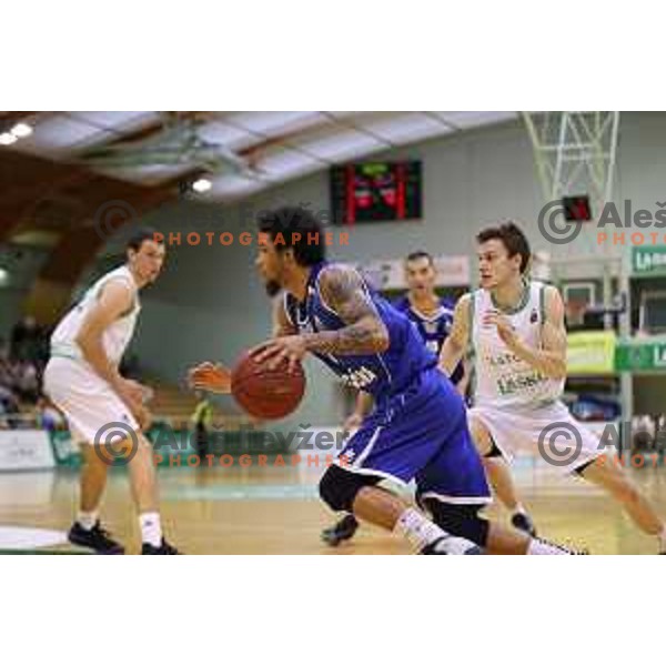 Darwin Davis in action during semi-final of Nova KBM league basketball match between Zlatorog Lasko and Rogaska in Tri Lilije Hall, Lasko, Slovenia on May 10, 2017