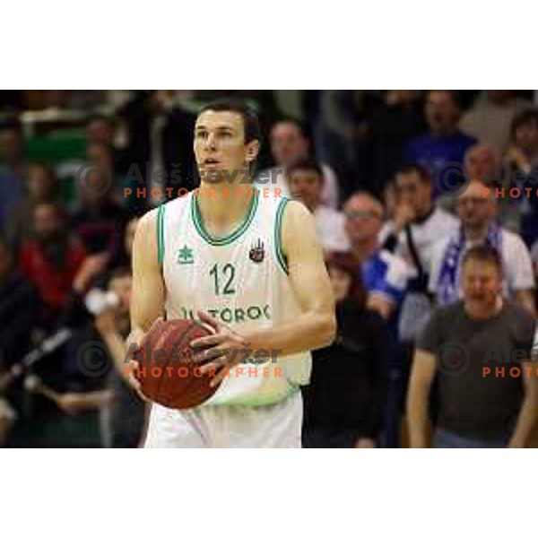 Urban Durnik in action during semi-final of Nova KBM league basketball match between Zlatorog Lasko and Rogaska in Tri Lilije Hall, Lasko, Slovenia on May 10, 2017