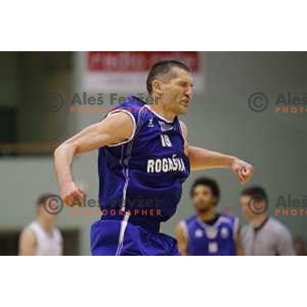 Dragisa Drobnjak of Rogaska in action during semi-final of Nova KBM league basketball match between Zlatorog Lasko and Rogaska in Tri Lilije Hall, Lasko, Slovenia on May 10, 2017