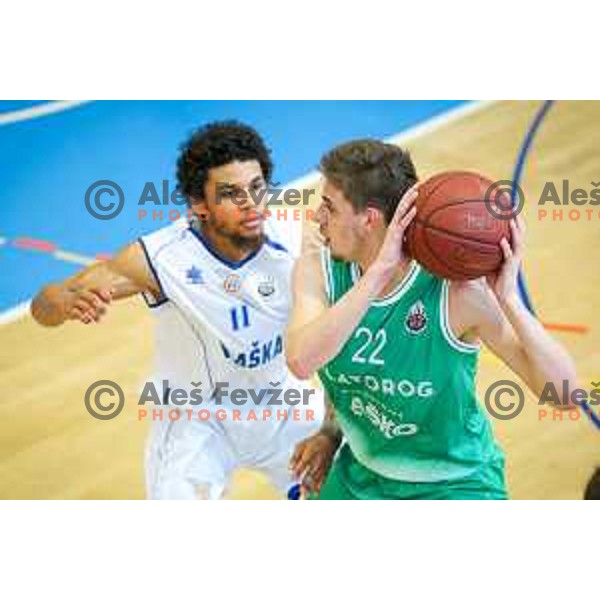 Roman Rubinshteyn of Zlatorog Lasko in action during basketball match between KK Rogaska - Zlatorog Lasko of Nova KBM league 2016/17, played at Sports hall Rogaska Slatina, Slovenia on May 12, 2017