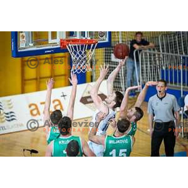 Leon Santelj of Rogaska in action during basketball match between KK Rogaska - Zlatorog Lasko of Nova KBM league 2016/17, played at Sports hall Rogaska Slatina, Slovenia on May 12, 2017