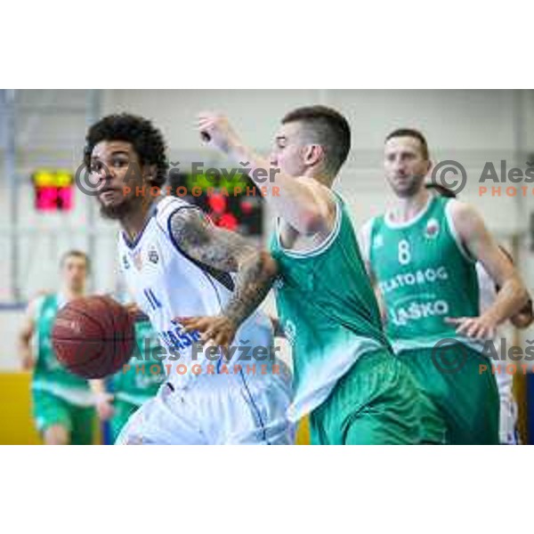 Darwin Davis Jr of Rogaska in action during basketball match between KK Rogaska - Zlatorog Lasko of Nova KBM league 2016/17, played at Sports hall Rogaska Slatina, Slovenia on May 12, 2017