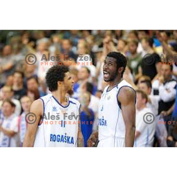 Darwin Davis Jr and Maurice Johns Taylor of Rogaska in action during basketball match between KK Rogaska - Zlatorog Lasko of Nova KBM league 2016/17, played at Sports hall Rogaska Slatina, Slovenia on May 12, 2017