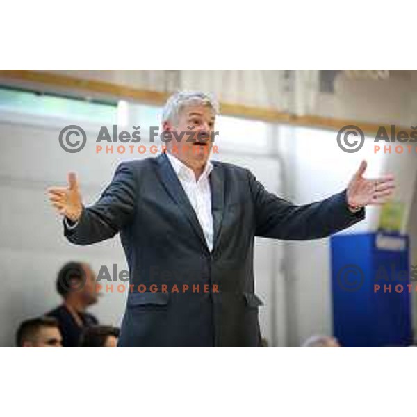 Ales Pipan, head coach of Zlatorog Lasko in action during basketball match between KK Rogaska - Zlatorog Lasko of Nova KBM league 2016/17, played at Sports hall Rogaska Slatina, Slovenia on May 12, 2017