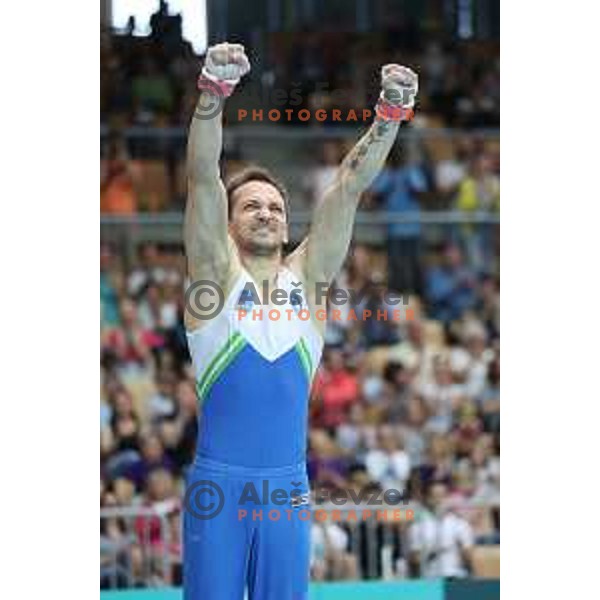 Saso Bertoncelj (SLO) winner of pommel horse at FIG World Challenge Cup in Bonifika Hall, Koper, Slovenia on May 13, 2017