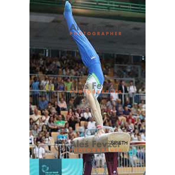 Saso Bertoncelj (SLO) winner of pommel horse at FIG World Challenge Cup in Bonifika Hall, Koper, Slovenia on May 13, 2017