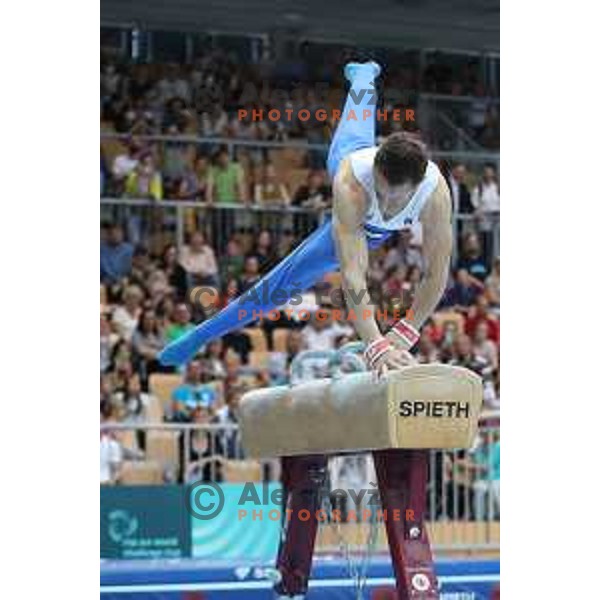 Saso Bertoncelj (SLO) winner of pommel horse at FIG World Challenge Cup in Bonifika Hall, Koper, Slovenia on May 13, 2017