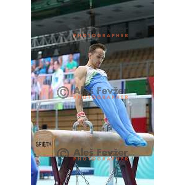 Saso Bertoncelj (SLO) winner of pommel horse at FIG World Challenge Cup in Bonifika Hall, Koper, Slovenia on May 13, 2017