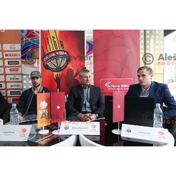 Tadej Ferme, Damjan Novakovic of Rogaska during KZS press conference before Finals of Nova KBM League between Rogaska and Union Olimopija in Ljubljana on May 15, 2017