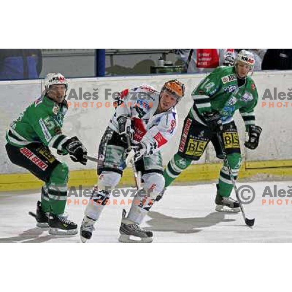 Corupe (51), Dagenais (26) and Kontrec (14) at ice-hockey match ZM Olimpija- Innsbruck in EBEL league , played in Ljubljana (Slovenia) 11.11.2007. Photo by Ales Fevzer 