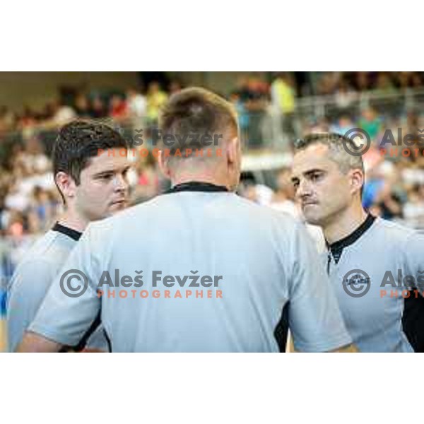referees during basketball match between KK Rogaska - Union Olimpija of Nova KBM league 2016/17 finals, played at Sports hall Rogaska Slatina, Slovenia on May 16, 2017