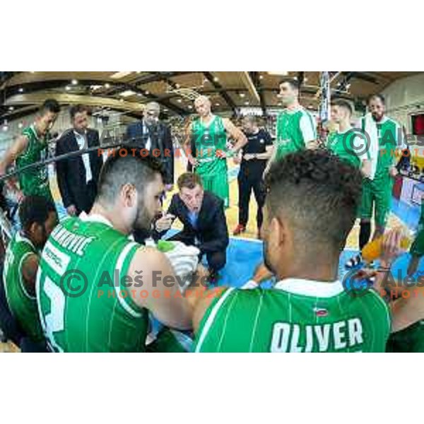Gasper Okorn, head coach of Union Olimpija in action during basketball match between KK Rogaska - Union Olimpija of Nova KBM league 2016/17 finals, played at Sports hall Rogaska Slatina, Slovenia on May 16, 2017