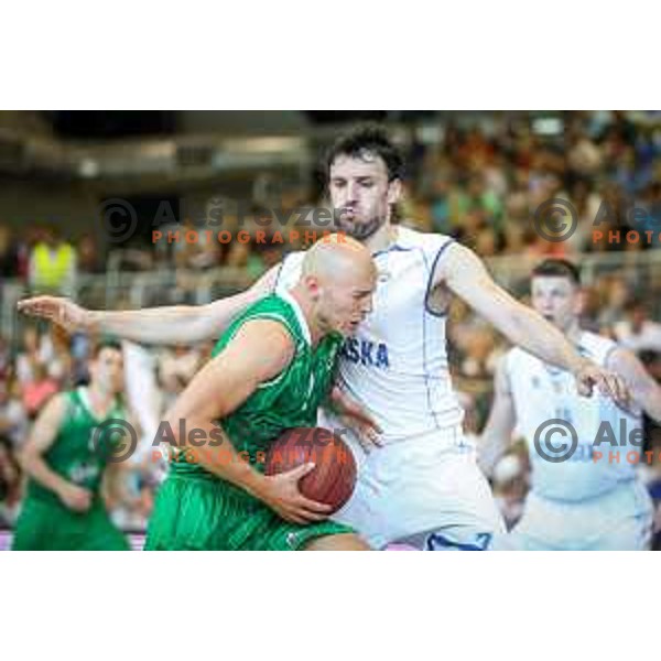 Mirko Mulalic of Union Olimpija in action during basketball match between KK Rogaska - Union Olimpija of Nova KBM league 2016/17 finals, played at Sports hall Rogaska Slatina, Slovenia on May 16, 2017