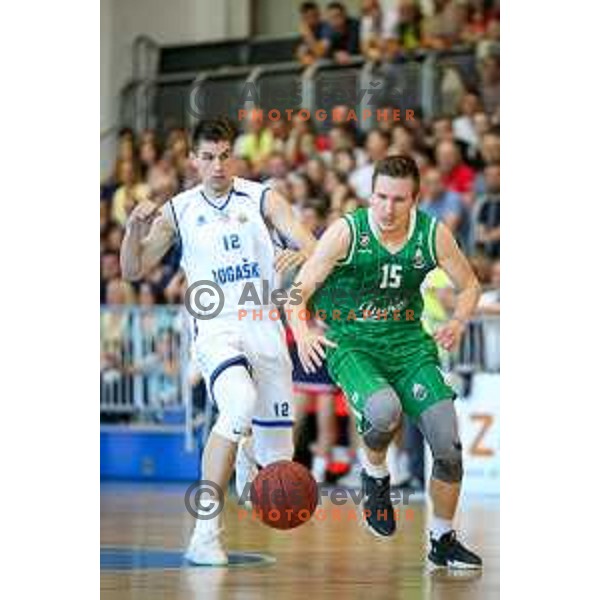 of Union Olimpija in action during basketball match between KK Rogaska - Union Olimpija of Nova KBM league 2016/17 finals, played at Sports hall Rogaska Slatina, Slovenia on May 16, 2017