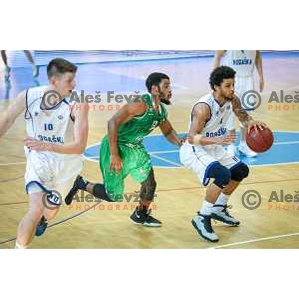 Darwin Davis Jr of Rogaska vs Miguel Jefferson Brandon of Union Olimpija in action during basketball match between KK Rogaska - Union Olimpija of Nova KBM league 2016/17 finals, played at Sports hall Rogaska Slatina, Slovenia on May 16, 2017
