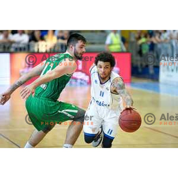 Nikola Jankovic of Union Olimpija vs Darwin Davis Jr of Rogaska in action during basketball match between KK Rogaska - Union Olimpija of Nova KBM league 2016/17 finals, played at Sports hall Rogaska Slatina, Slovenia on May 16, 2017
