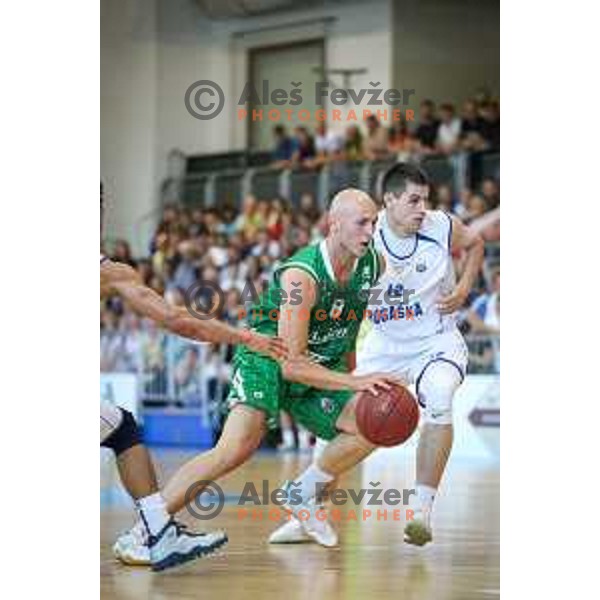 Mirko Mulalic of Union Olimpija in action during basketball match between KK Rogaska - Union Olimpija of Nova KBM league 2016/17 finals, played at Sports hall Rogaska Slatina, Slovenia on May 16, 2017