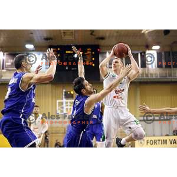 Gregor Hrovat of Union Olimpija in action during second match in the Final series of Nova KBM league basketball match between Union Olimpija and Rogaska in Ljubljana on May 19, 2017