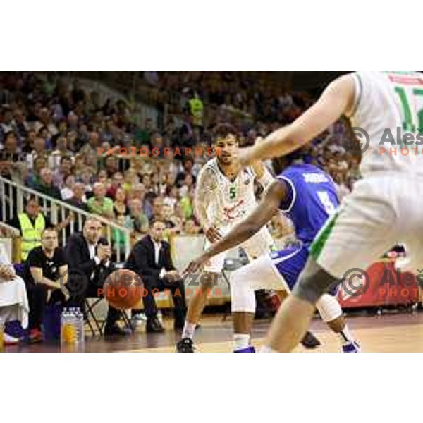 Devin Oliver in action during second match in the Final series of Nova KBM league basketball match between Union Olimpija and Rogaska in Ljubljana on May 19, 2017