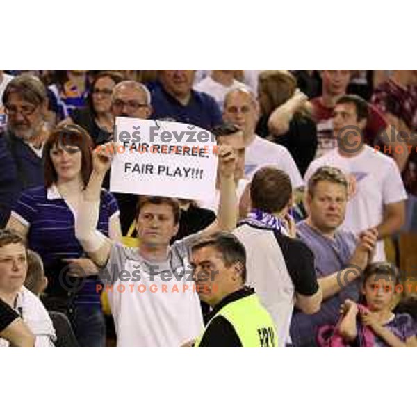 Fans of Rogaska in action during second match in the Final series of Nova KBM league basketball match between Union Olimpija and Rogaska in Ljubljana on May 19, 2017