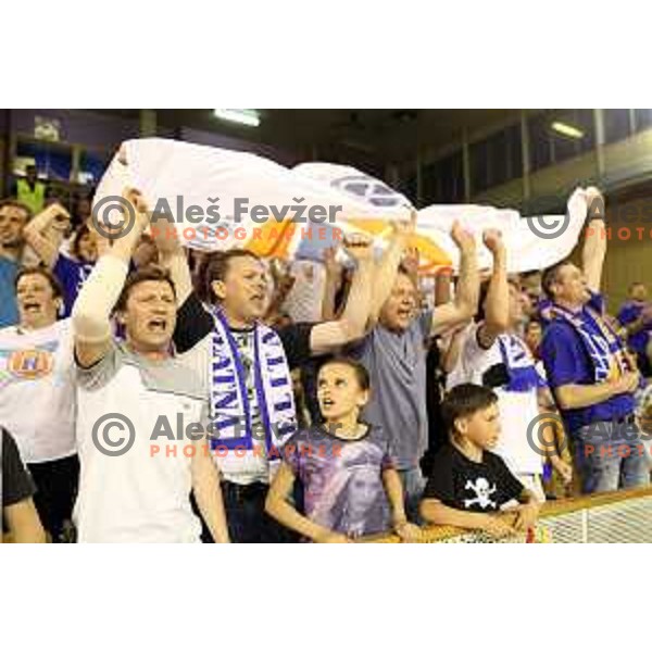 Fans of Rogaska in action during second match in the Final series of Nova KBM league basketball match between Union Olimpija and Rogaska in Ljubljana on May 19, 2017