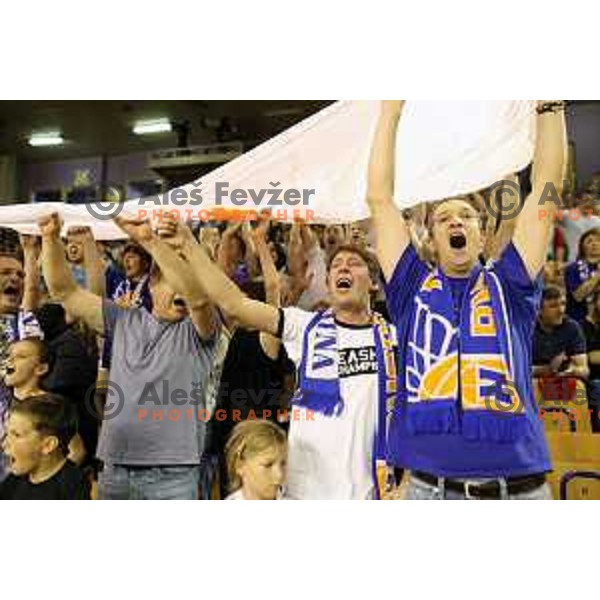 Fans of Rogaska in action during second match in the Final series of Nova KBM league basketball match between Union Olimpija and Rogaska in Ljubljana on May 19, 2017