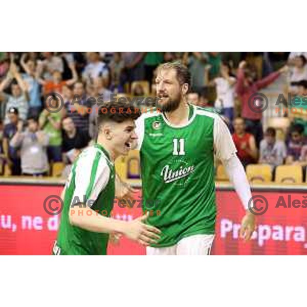 Stevan Milosevic of Union Olimpija in action during second match in the Final series of Nova KBM league basketball match between Union Olimpija and Rogaska in Ljubljana on May 19, 2017