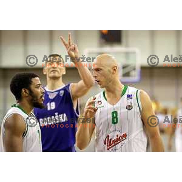 Mirko Mulalic of Union Olimpija in action during second match in the Final series of Nova KBM league basketball match between Union Olimpija and Rogaska in Ljubljana on May 19, 2017