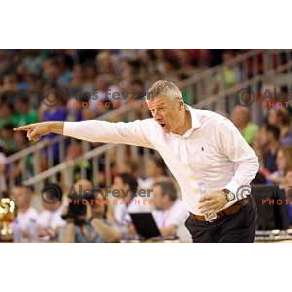 Damjan Novakovic, head coach of Rogaska in action during second match in the Final series of Nova KBM league basketball match between Union Olimpija and Rogaska in Ljubljana on May 19, 2017