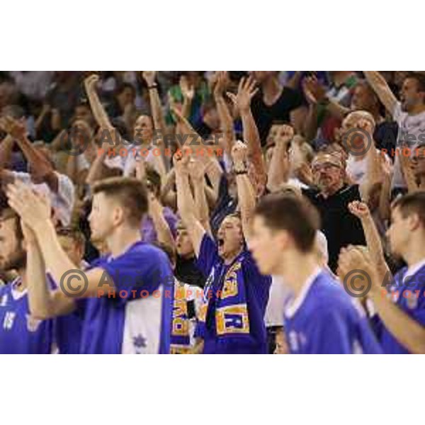 Fans of Rogaska in action during second match in the Final series of Nova KBM league basketball match between Union Olimpija and Rogaska in Ljubljana on May 19, 2017
