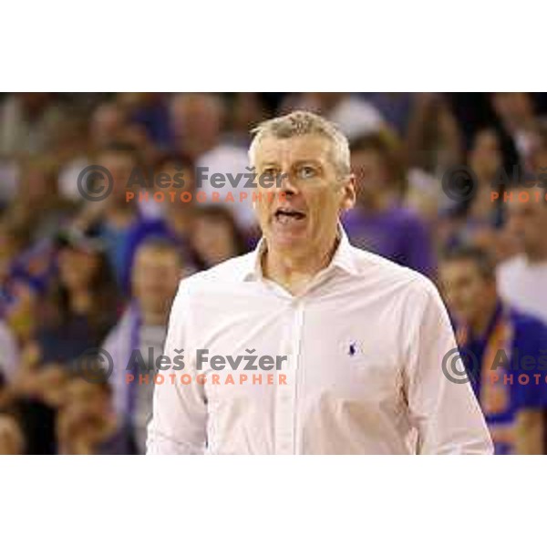 Damjan Novakovic, head coach of Rogaska in action during second match in the Final series of Nova KBM league basketball match between Union Olimpija and Rogaska in Ljubljana on May 19, 2017