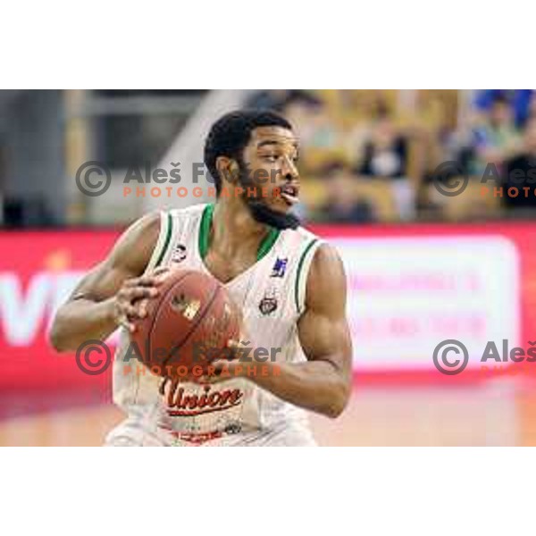 Brandon Jefferson of Union Olimpija in action during second match in the Final series of Nova KBM league basketball match between Union Olimpija and Rogaska in Ljubljana on May 19, 2017