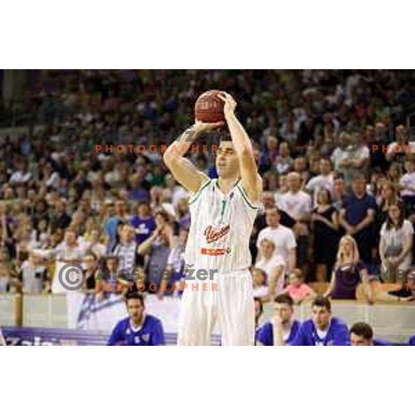 Drazen Bubnic in action during second match in the Final series of Nova KBM league basketball match between Union Olimpija and Rogaska in Ljubljana on May 19, 2017