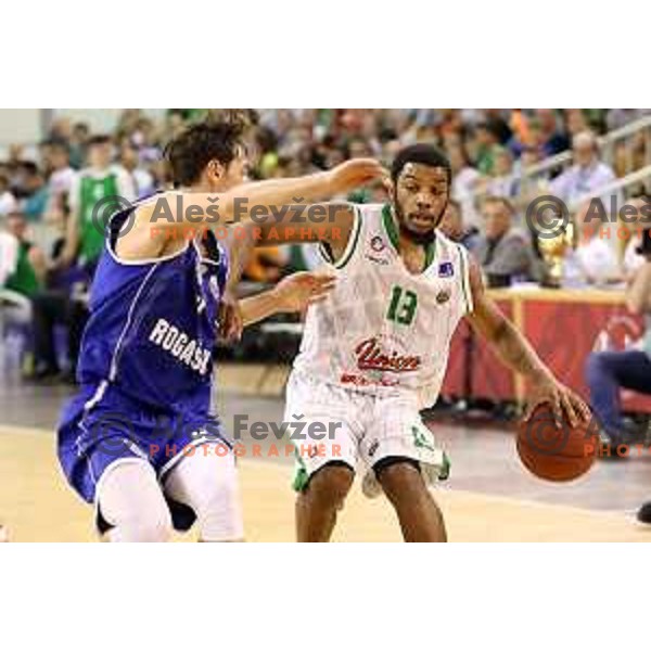 Brandon Jefferson of Union Olimpija in action during second match in the Final series of Nova KBM league basketball match between Union Olimpija and Rogaska in Ljubljana on May 19, 2017