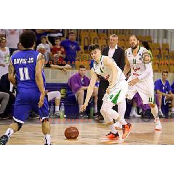 Jan Barbaric in action during second match in the Final series of Nova KBM league basketball match between Union Olimpija and Rogaska in Ljubljana on May 19, 2017