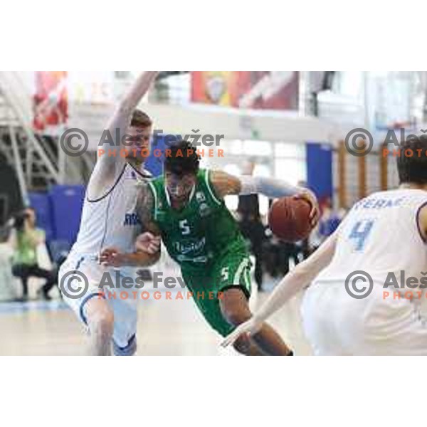 Leon Santelj and Devin Oliver in action during third game in the Final of Nova KBM league 2016-2017 between KK Rogaska and Union Olimpija in Rogaska Slatina, Slovenia on May 21, 2017