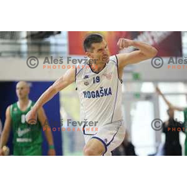 Dragisa Drobnjak in action during third game in the Final of Nova KBM league 2016-2017 between KK Rogaska and Union Olimpija in Rogaska Slatina, Slovenia on May 21, 2017
